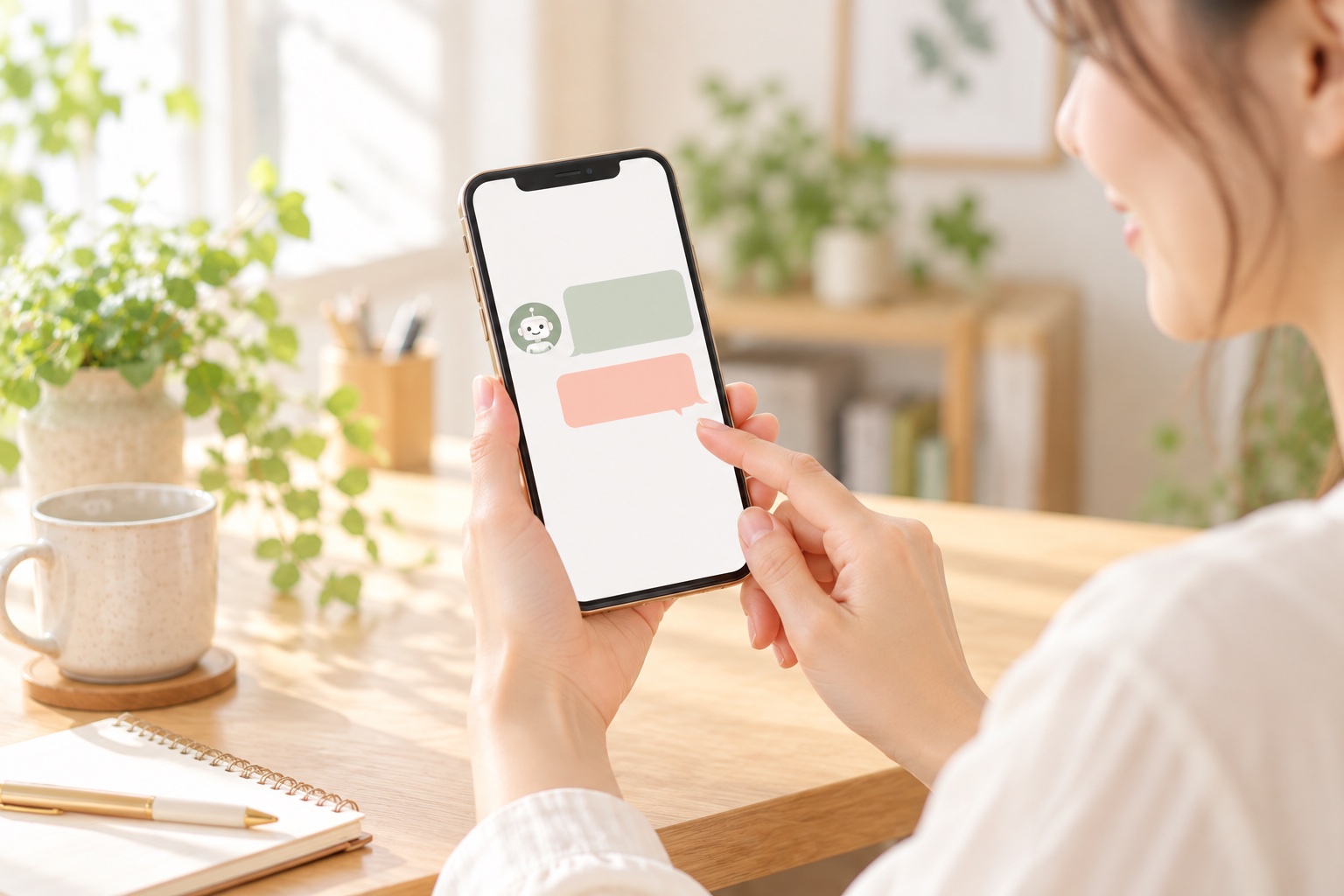スマートフォンから気軽に質問する様子